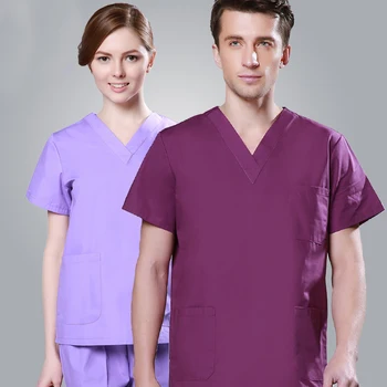 

Nurse uniform 2Pcs Unisex Adults Medical Doctor Nursing Scrubs Costume Uniform Suits V-neck Short Sleeves Top with Long Pants