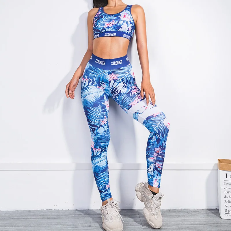 Style6-blue Энергетические бесшовные леггинсы+ бюстгалтер на бретельках 2 шт. Набор для йоги Женская одежда для фитнеса, тренажерного зала с высокой талией для йоги Леггинсы Набор Спортивная одежда для бега - Цвет: Style6-blue