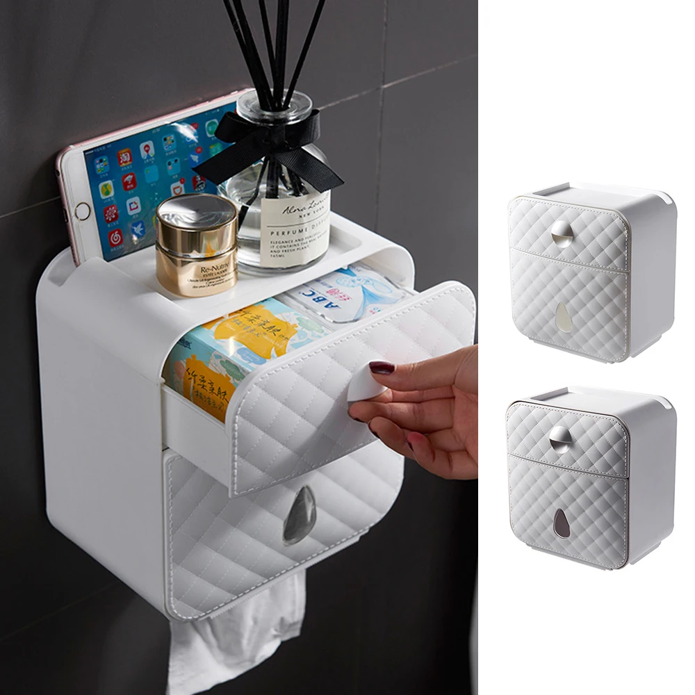 Portable Toilet Paper Holder Plastic Waterproof Wall Mount Paper