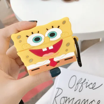 

3D Silicone Sponge Bob Cute Cartoon Cases For Apple Airpods Pro 3rd Gen Bluetooth Wireless Earphone Charging Bag with Hook