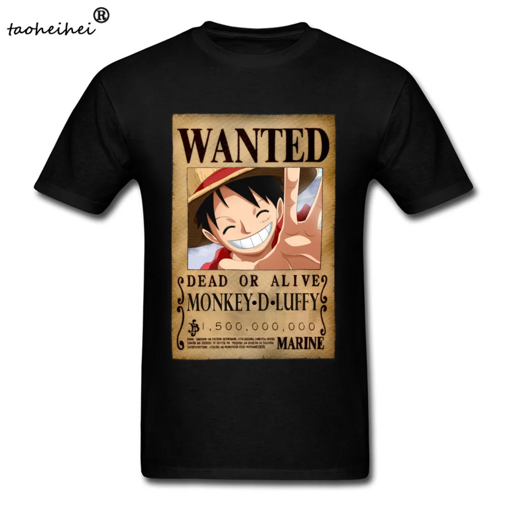 Цельная футболка для мужчин Luffy Wanted плакат футболки Короля Пиратов любителей