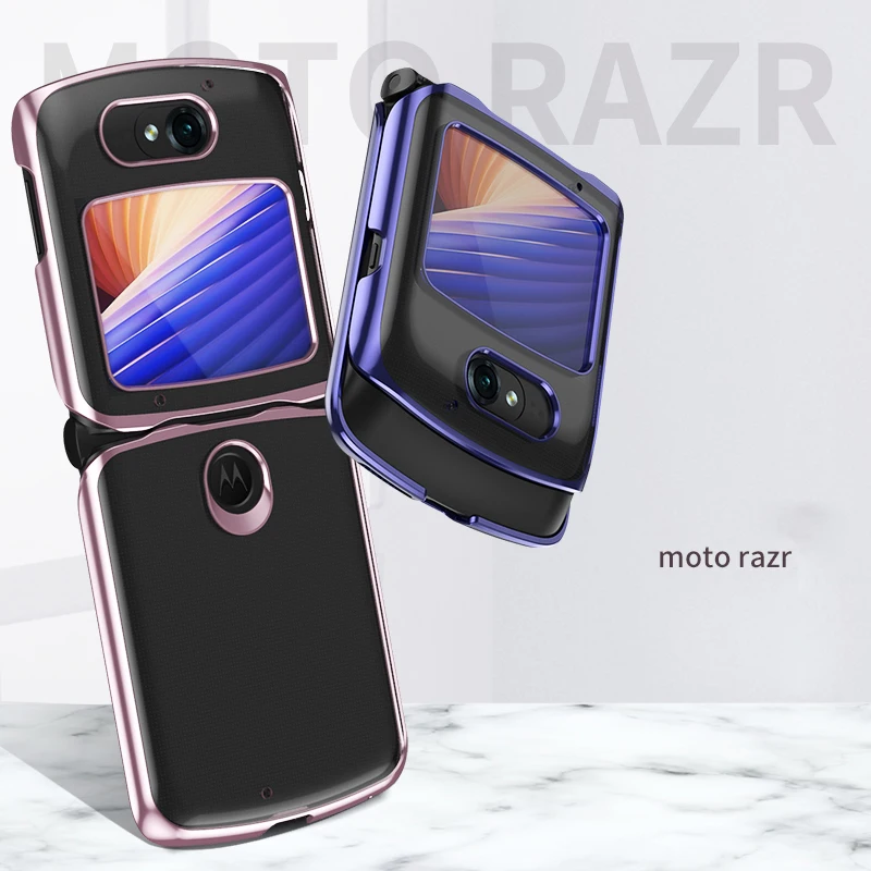 Противоударный чехол для Motorola Moto Razr 5G ультратонкий гальванический прозрачный