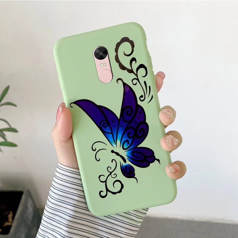 Matte Silicone Soft TPU Shell For Xiaomi Redmi Note 4 4x Note 5Pro Note 5A Cartoon Butterfly Shell For Redmi Note5a Phone Cover cell phone lanyard pouch Cases & Covers