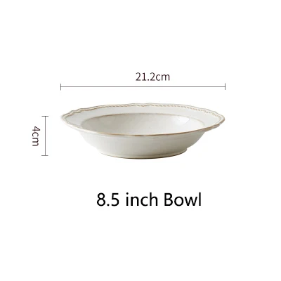 8.5 inch Bowl Ретро тиснение костяного фарфора обеденные тарелки в форме цветка свадебное белое зарядное устройство чашки-тарелки и тарелки наборы кухонных принадлежностей - Цвет: 8.5 inch Bowl