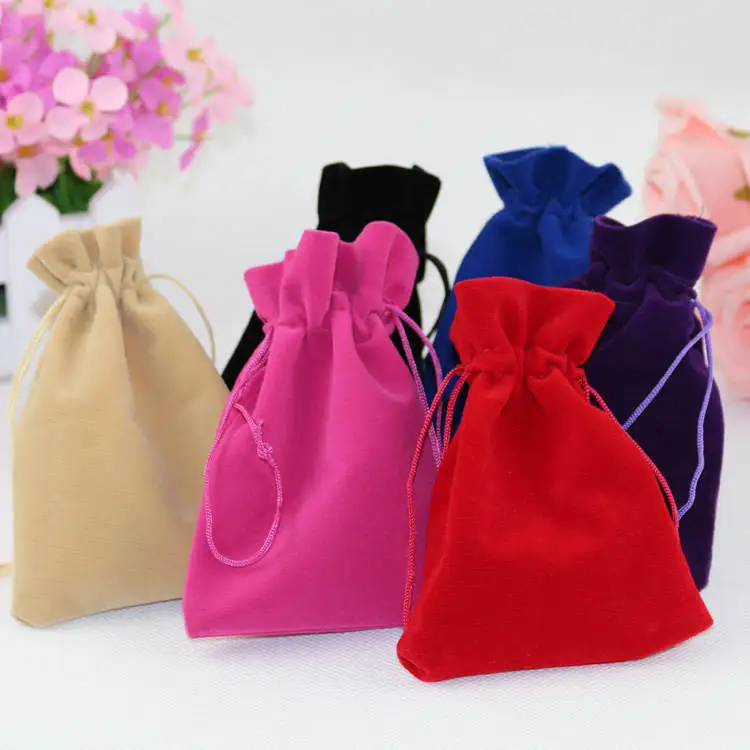 

9 X 12 Cm Coloful Velvet Pouches Jewelry Packaging Display Drawstring Packing Gift Bags & Pouches
