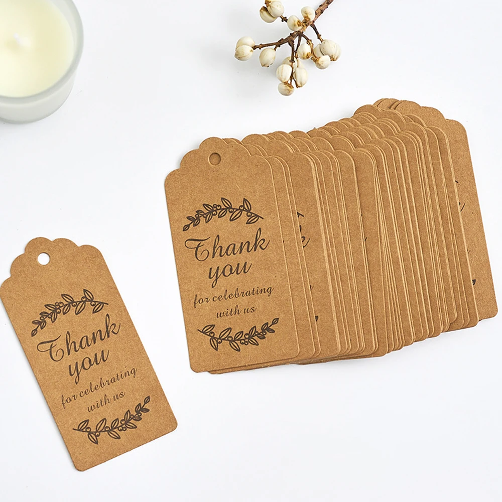 

100pcs/lot Christmas Party Decoration Wedding Birthday Thank you Paper Tags DIY Crafts Hanging Tag Labels Gift Wrapping Decor