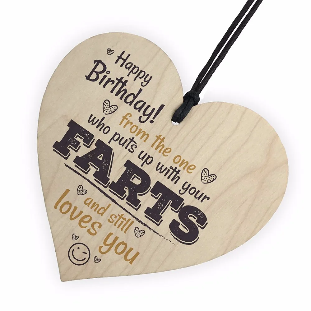 

Funny Loves You Happy Birthday Wooden Heart Boyfriend Girlfriend Man Wife Thank You Sign Christmas Home DIY Tree Decoration
