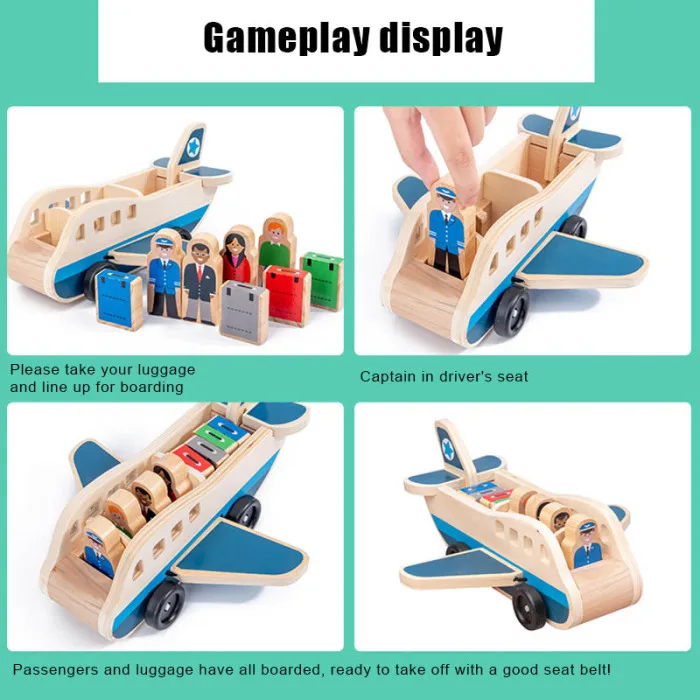 Деревянный двухслойный буксировщик Airplance игрушка транспорт познание раннее образование Малыш игрушка@ ZJF