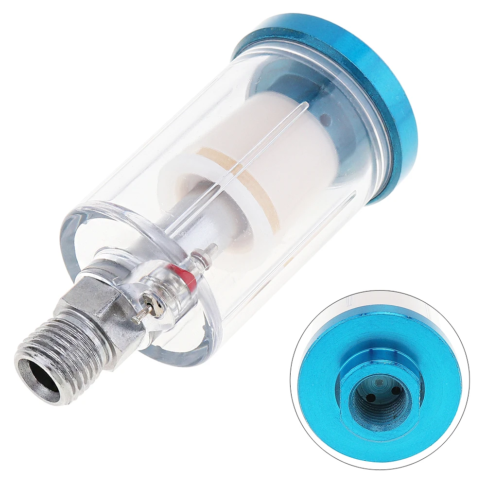 1/4Blue Pro Mini in Line Air Filter Moisture Water Trap for Paintwork Spray Guns Tool