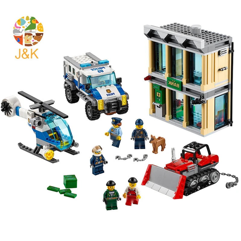 Billige 60140 591 stücke city polizei Serie Bulldozer Brechen in Bank Bausteine Ziegel Erleuchten Spielzeug für Kinder 10659 Geschenk