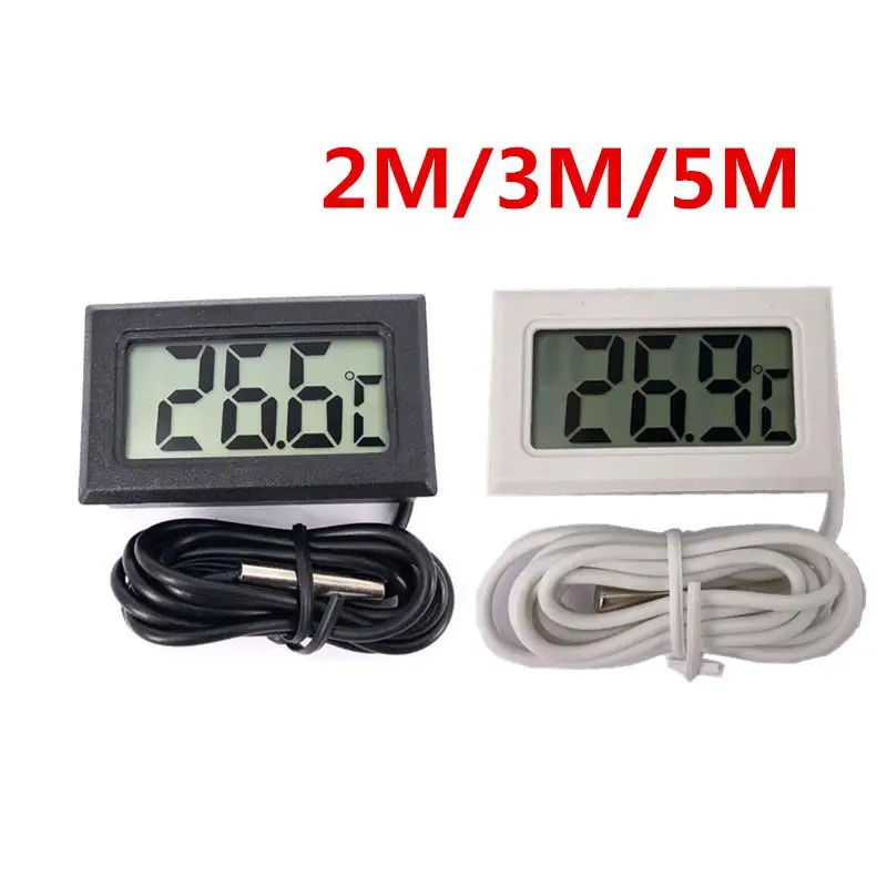 Mini LCD Digital Thermometer indoor outdoor 2M/3M/5M Meters with remote sensor for car 1PCS