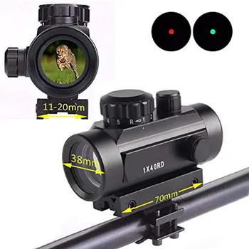 

1x40RD Tactical Adjustable Green Red Dot Scope Sight Riflescope With 11mm/20mm