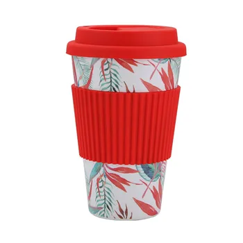 

400ML Coffee Mug Tea Bamboo Fiber Travel Portable Gift Lid Milk With Painting Eco Friendly Natural Cover Anti Scalding Reusable