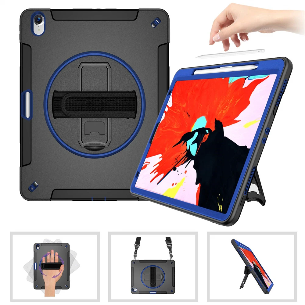 

Shockproof Case For iPad Pro 12.9 inch 2018 Tablet Cover with Pencil Holder Kickstand Hand Neck Strap Protection Fundas FTLBX