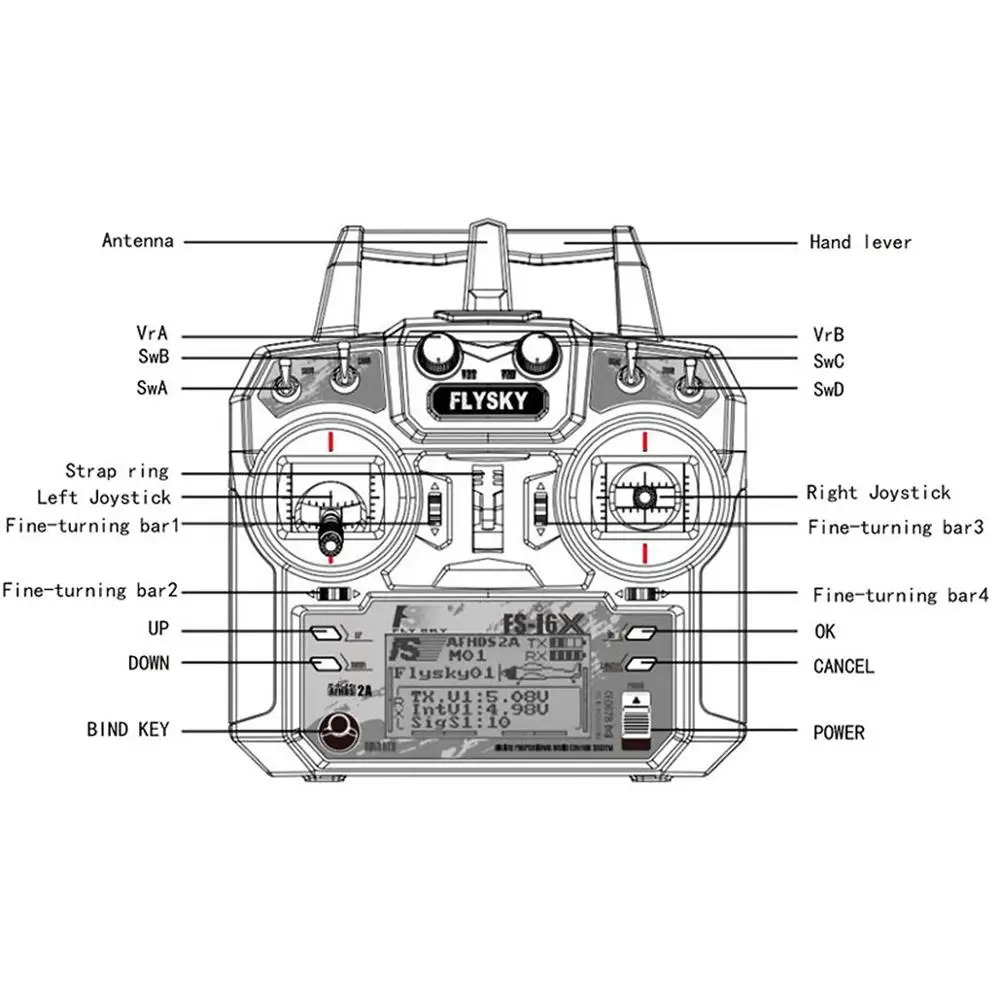 Контроллер передатчика Flysky FS i6X I6X 2 4G 10CH RC с приемником iA6B для радиоуправляемого