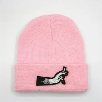 

gesture embroidery Thicken knitted hat winter warm hat Skullies cap beanie hat for kid men and women 298