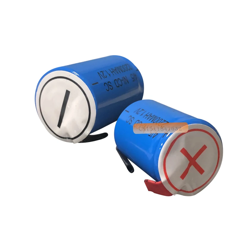 2 шт x Ni-Cd 4/5 SubC Sub C 1,2 V 2200mAh аккумуляторная батарея с Tab-синий цвет