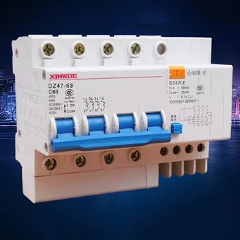 

Smart Small Circuit Breaker DZ47LE-63 4P Air Switch earth Leakage Protection Circuit Breaker 20A 50A moulded case disyuntor 220v