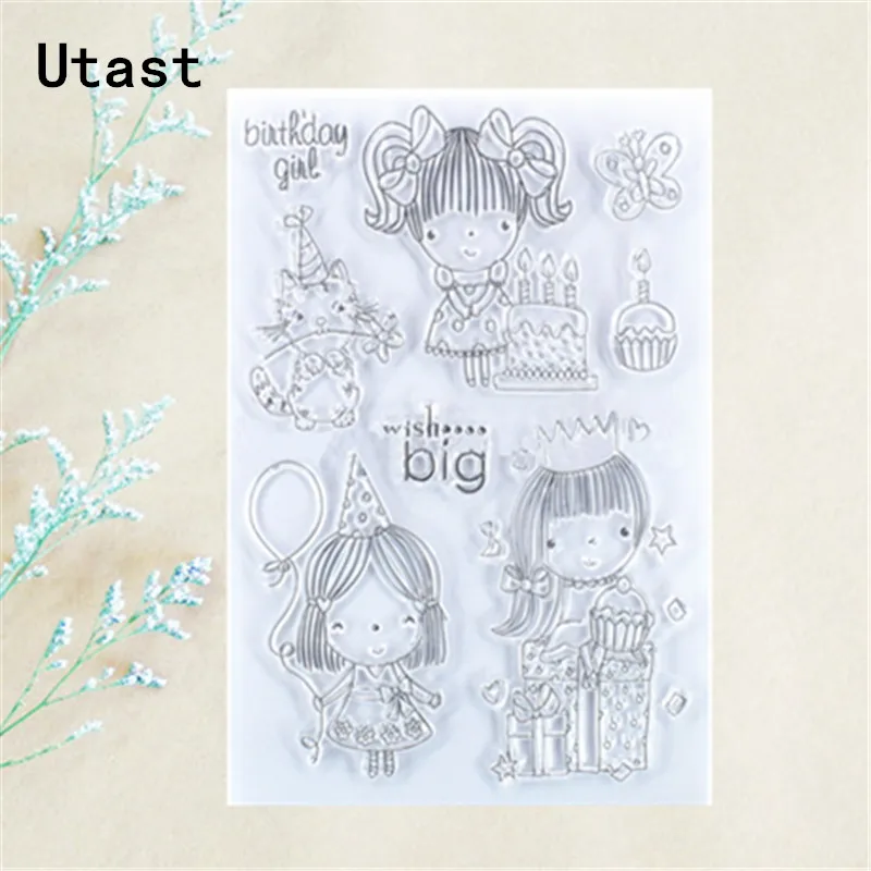 

Birthday Girl Gift Clear Silicone Stamps /Transparent Rubber Stamp for DIY Scrapbooking /Photo Album Decorative Craft Making