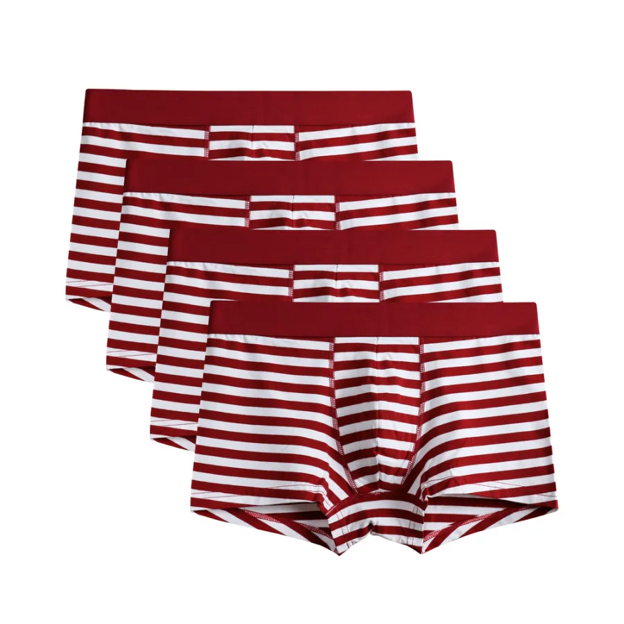 4Pcs A0125 Red M3 4 шт./партия, лидер продаж, мужские боксеры, нижнее белье, летние, Cueca, цветные, хлопковые, мужские трусы, эластичные шорты, боксеры, чистый цвет, мужские трусы, наборы - Цвет: 4Pcs A0125 Red M3