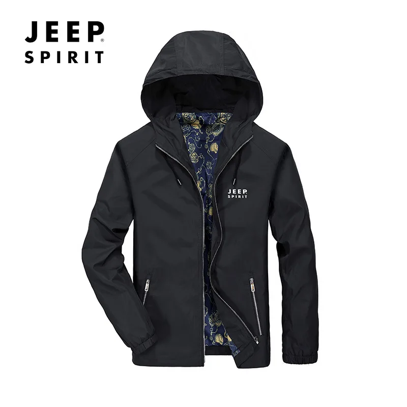 Мужская повседневная куртка JEEP SPIRIT осенняя дышащая на молнии с капюшоном высокое