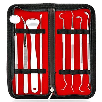 

8pcs Pet Dog Tool Kit Stainless Steel Teeth Cleaning Oral Care Set with Tooth Scraper Tartar Tweezers Mouth Mirror