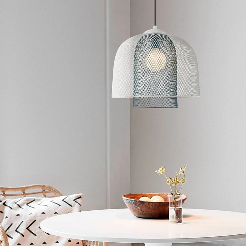 

Postmodern LED Iron Art Grid Pendant Lights Lighting Nordic Indoor Deco Loft Lamp Cafe Study Living Room Restaurant Pendant Lamp