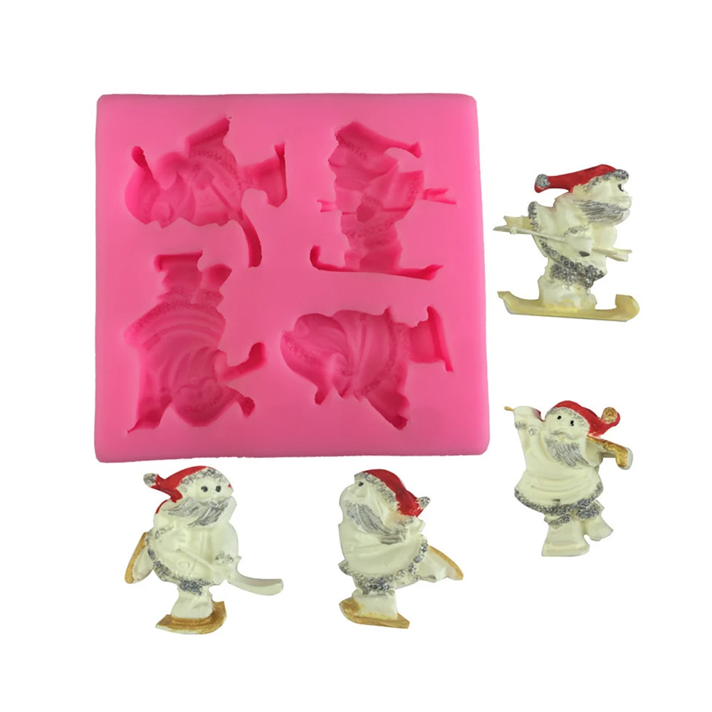 Рождественская силиконовая 3d-подставка для украшения торта Дед Мороз сахарное