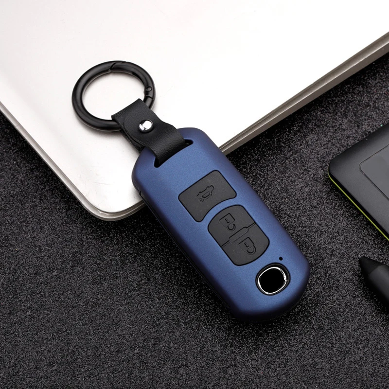 

Carbon Fiber Matte Car Remote Key Case Cover Keychain For Mazda 2 3 6 Axela Atenza CX-5 CX5 CX-7 CX-9 2014~17 Auto Accessories