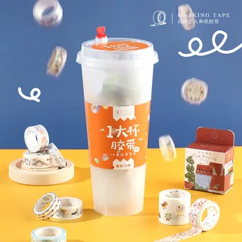 

10 Pcs/Cup Creative Tea cup Sent at random Pattern Decorative Tape Washi Tape Sticker Stationery Masking Tape Children's Gift