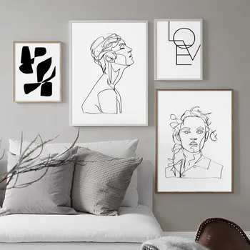 

Line Drawing Geometry Love Wall Art Canvas Painting Nordic Posters And Prints Black White Wall Pictures For Living Room Decor