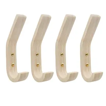 

4pcs Solid Wood Wall Hooks Home Gadget Coat and Hat Hanger Modern Clothes Hook Shop Supplies for Bedroom Dressing Room
