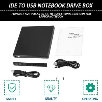 

Portable USB 2.0 CD IDE To USB External Case Slim for Laptop Notebook Black External Hard Drive Disk Enclosure