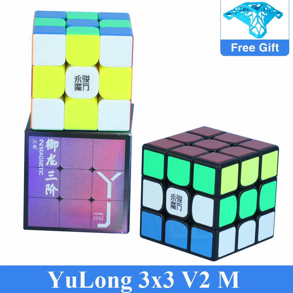 3x3x3 Yj yulong 2M v2 M Magnetic Speed Magic Black Cube Twist Puzzle Kids Toys 
