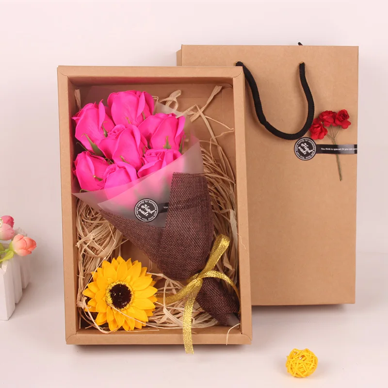 Teacher's Day Gift 7 Flower Soap Flower Small Bouquet Practical Wedding Supplies Birthday Gift Creative Small Gift Wholesale
