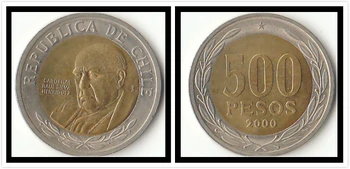 

Chilean 500 Pesos America Coins Original Rare Coin Commemorative Edition 100% Real