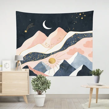 

150x130cm Beauty Sun Moon Tapestry Art Wall Hanging Landscape Bedspread Room Home Wall Decor Beach Mat Wall Carpet Tapestry
