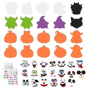 

DIY Halloween Pumpkin Faces Stickers EVA 20 Patterns Expression Stickers and 20pcs Foam Boards and 162pcs Stickers for Halloween