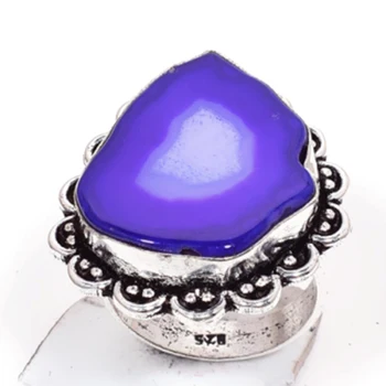 

Solar Agate Silver Overlay over Copper, USA Size 8.5 , R5628