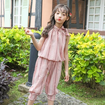 

New 2020 Summer Children Suit Baby Girls Clothing Set Floral Vest and Pants Set Personality Toddler Clothes Two Piece Set, #9005