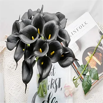 

Black Artificial Calla Lil Silk Flowers for Home Kitchen & Wedding paper flowers wall decor wedding decoration WY428