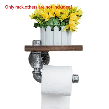 

Hotel Industrial Style Wall Mounted Bathroom Phone Storage Practical Toilet Kitchen Wooden Shelf Paper Holder Home Hanging Rack