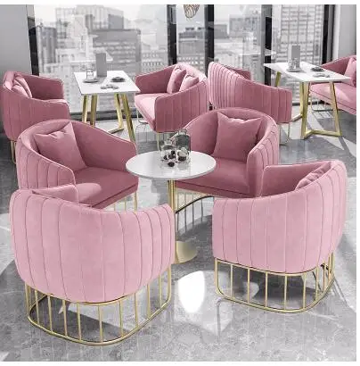 Tea shop booth sofa table and chair combination double simple net red dessert shop coffee western restaurant leisure