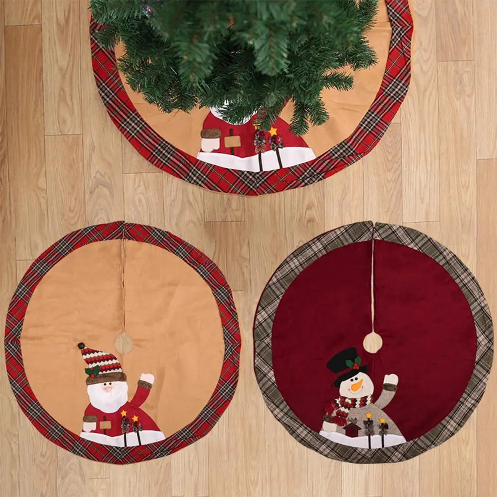 105 см хлопковый льняной Рождественский дерево юбка круглый ковер рождественские украшения для дома коврик