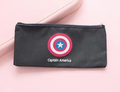 Captain America Нейлоновые Мультяшные пеналы с героями мультфильмов Чехлы для ручек школьная Акция Дешевые Подарки - Цвет: Captain America