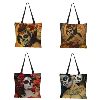 

custom made Personalized Tote Bag Linen Bag With Print Women Fashion Handbag Eco Reusable Shopping Bags 43*43cm