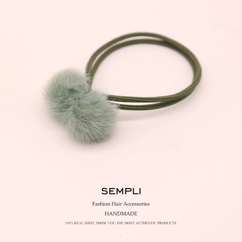 Sempli/зимняя эластичная резинка с бантом-узлом для волос для женщин, лента для волос из искусственного меха, детская резиновая лента, дизайн