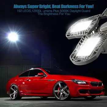 

4PC 120W 192LED E27 Deformable Garage Light Bulb Ceiling Fixture Lights Shop Workshop Lamp For Gas Station Canopy Football Field