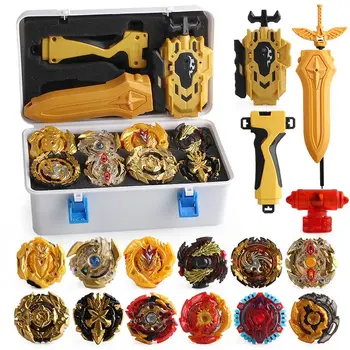 

12PCS Gold Burst Set Spinning With Grip Launcher+Portable Box Case Toys