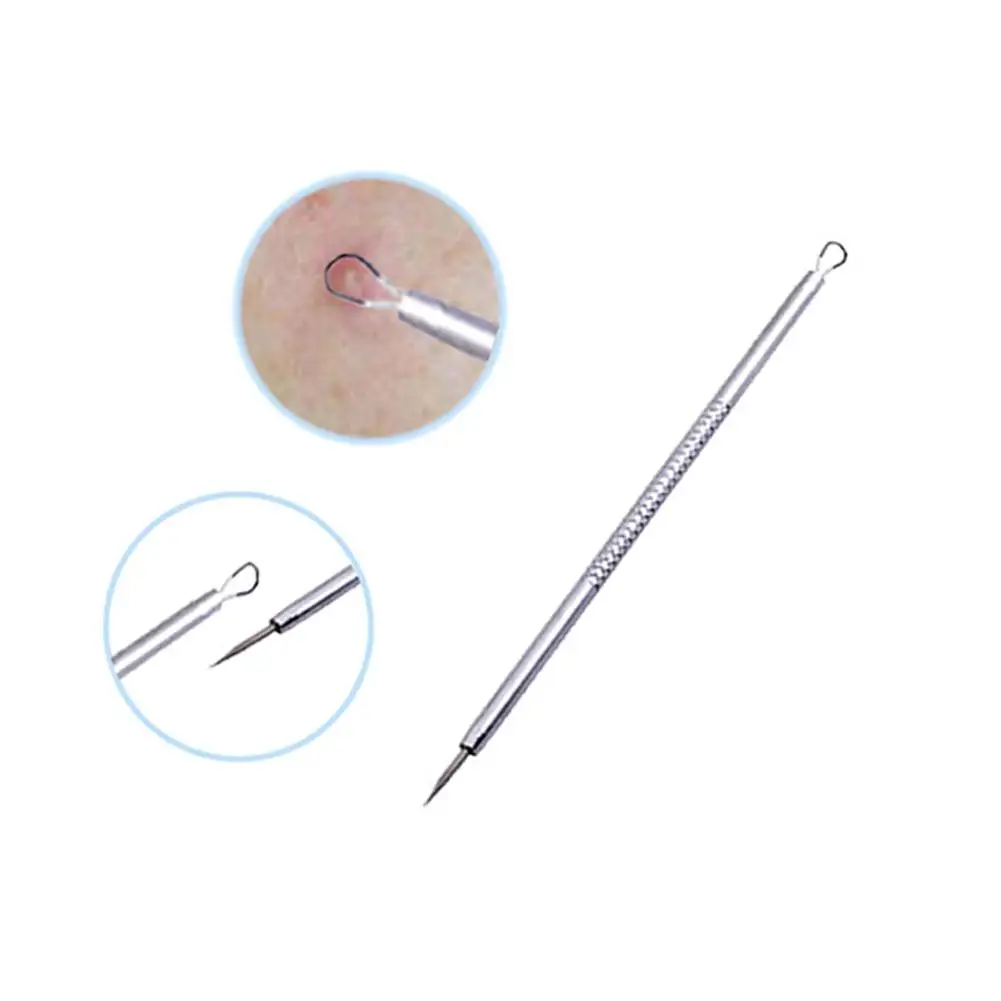 HobbyLane Stainless Steel Removers Suit Double-end Acne Needle Hemorrhoids Needle Blackheads Removal Cosmetic Tools Kit 12.5CM